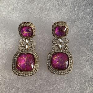 Elegant Pink and Gold Earrings